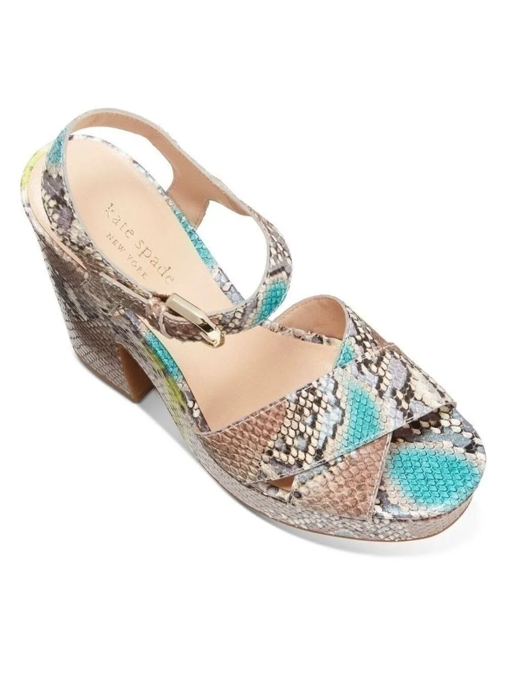 NIB-Kate Spade New York Women's Grace Platform Leather Sandals Lemon Sorbet